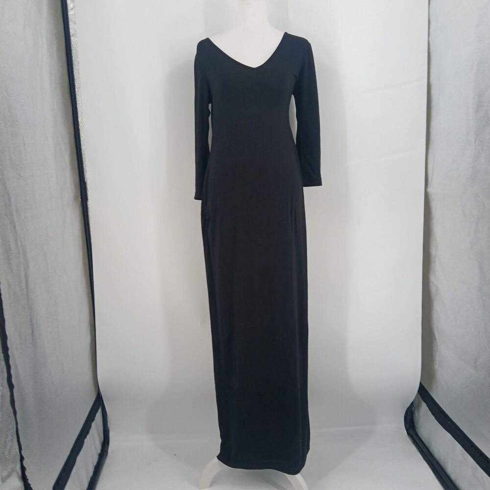 Old Navy Black Long Sleeve Ribbed Knit Maternity Maxi Bodycon Dress Size XS